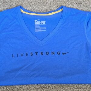 Nike Blue LIVESTRONG Dri-Fit V-Neck Women's Tee Size M